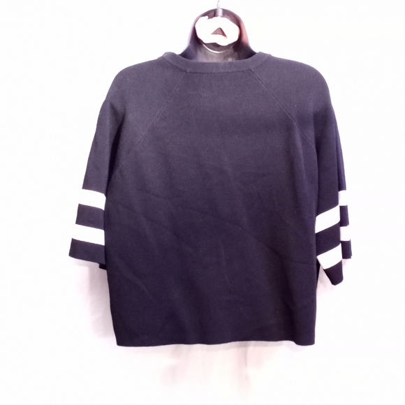 Final Sale - NWOT AUTUMN CASHMERE Cropped Striped S/S Knit Top - Picture 2 of 3